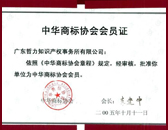 中华商标协会会员证书